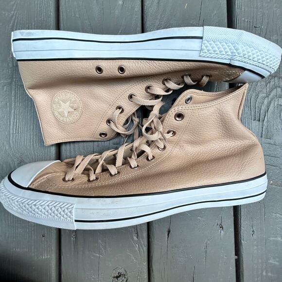 Converse Men's Chuck Taylor All Star Leather Sneaker Tan High Top Size M 13/W 15 - Picture 4 of 8